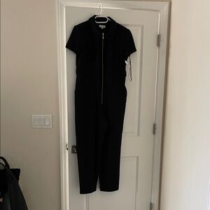 NEW Calvin Klein Black Short-Sleeve Zip-Front Jumpsuit